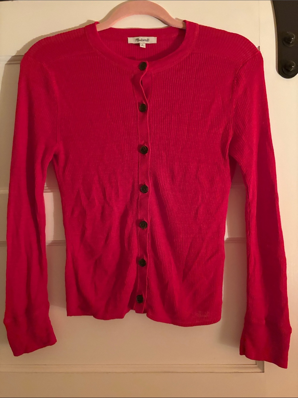Bright Red Madewell Ribbed cardigan